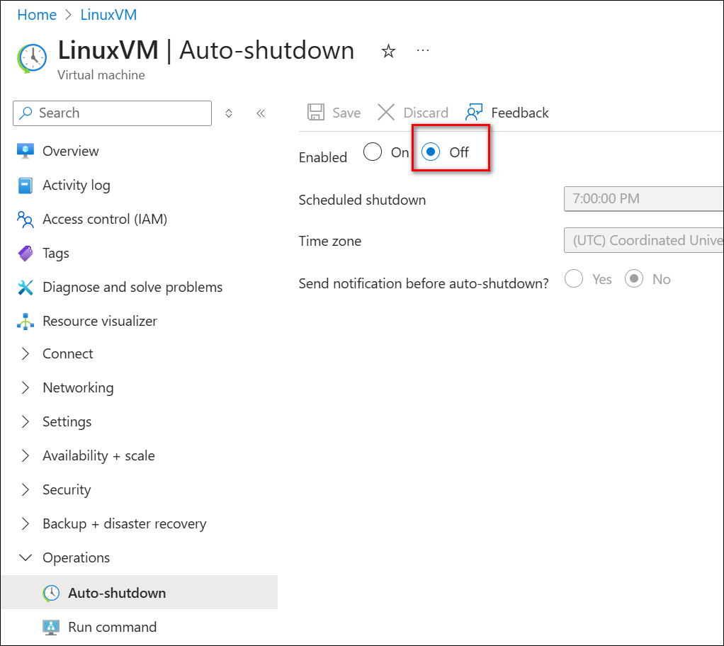 Disable Azure VM Auto Shutdown